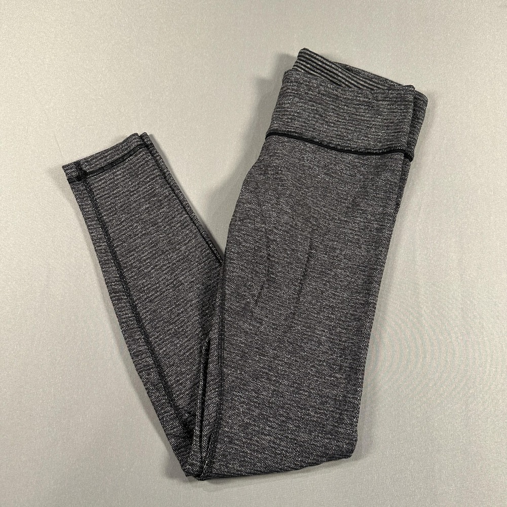Lululemon Leggings Womens Apx:Med Gray Mid Rise Ankle Yoga Athletic Stretch - Picture 1 of 8